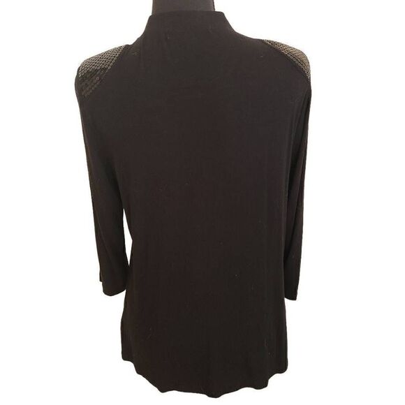 Ellen Tracy Women's Sequin Shoulder Padded Cardigan Jacket Black Medium - Picture 6 of 11
